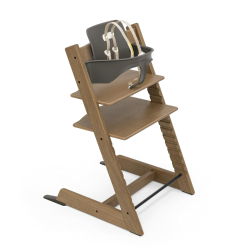 Oak Brown Adjustable Chair: Toddler to Adult, Includes Baby Set