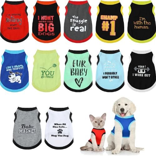 12 Pieces Dog Shirts Pet Printed Clothes